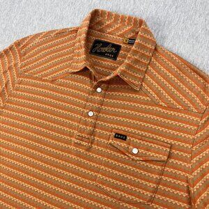 Howler Brothers Jacquard Ranchero Polo Shirt Mens M Burnt Orange Pearl Snap UT